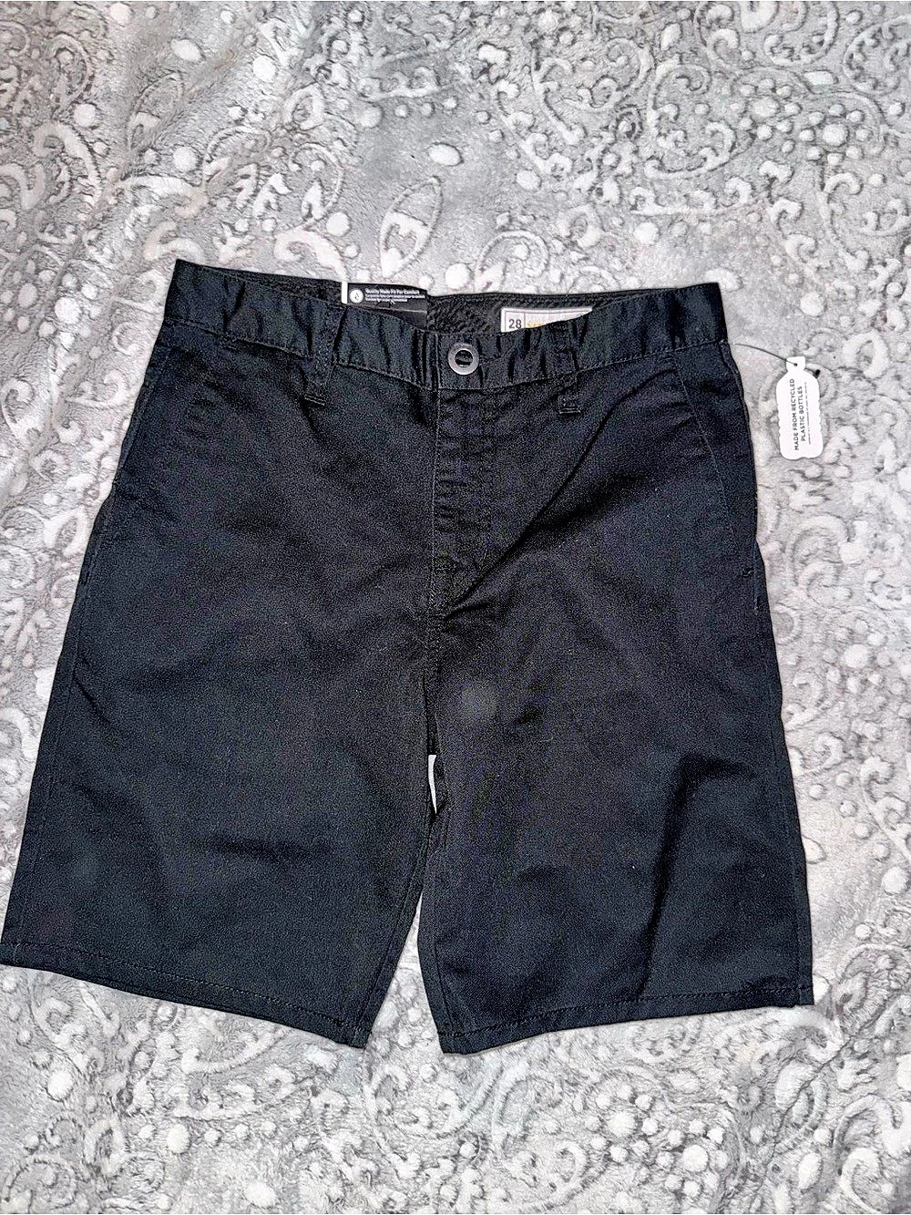 Volcom Youth Frickin Modern Straight Chino Shorts Black Waist 28